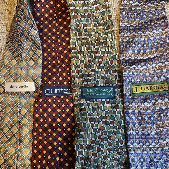Silk Ties 4 Pieces Lot Of Pierre Cardin Puritan Petter Thomas J Garcia Multicolo - Picture 1 of 4